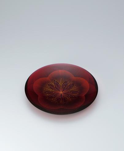 Glass Dish With Kirikane Decoration Early Spring Akane Yamamoto Traditional Japanese Art Gallery Japan