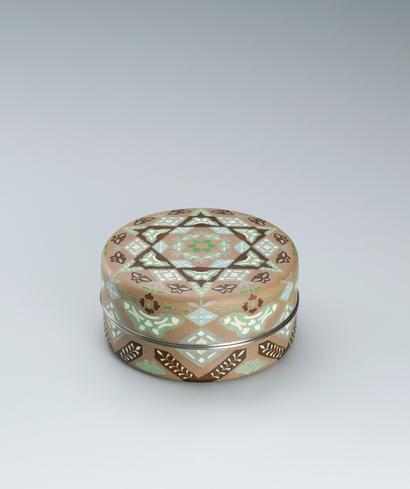 有線七宝蝶更紗文合子