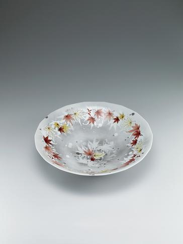 色絵白金彩鉢「晩秋のこもれ日」