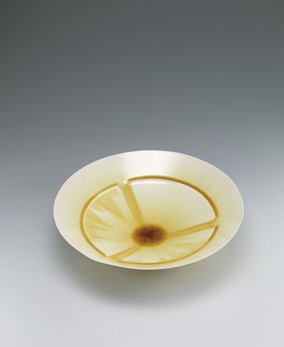 黄釉泥稜大鉢