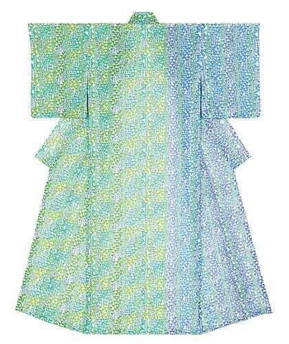 型絵染着物「金鎖りの花」