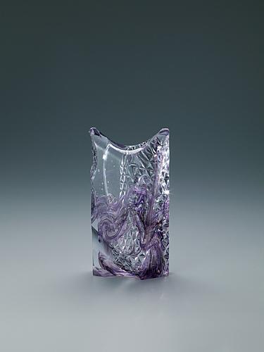 硝子切子花器「うねり」