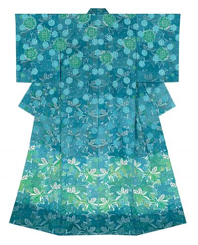 型絵染着物「冬の花火」