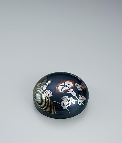 赤銅象嵌合子「朝顔」