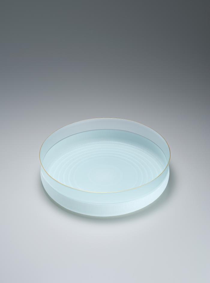 硝子絹糸紋平鉢「一雫」