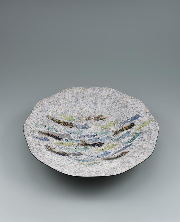 釉刻色絵金銀彩鉢