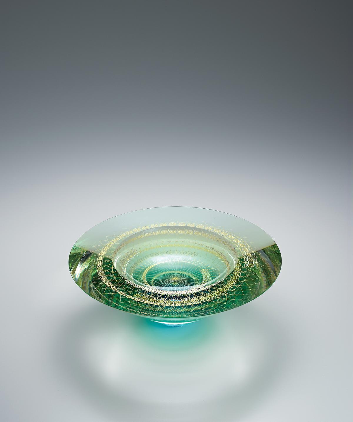Water Mirror Glass Flower Vessel With Kirikane Akane Yamamoto Traditional Japanese Art Gallery Japan