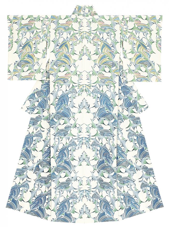 型絵染着物「薊」