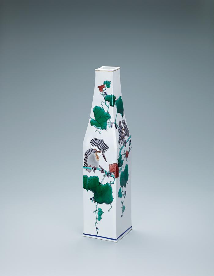 緑陰の山蟬細口大長壺