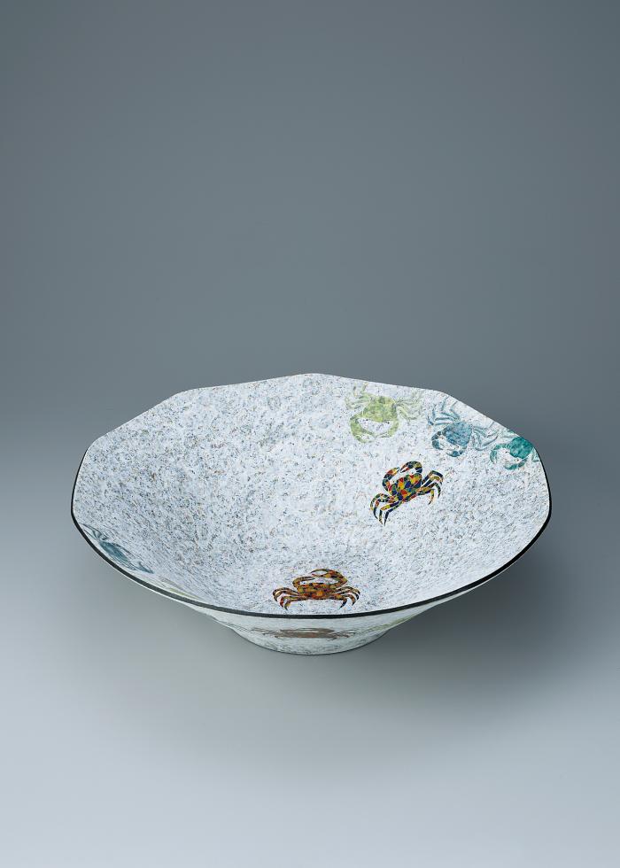 釉刻色絵金銀彩鉢