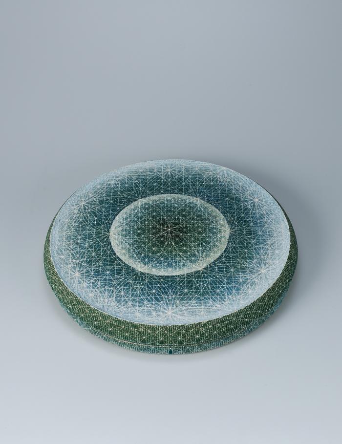 布目彩色惺繫紋丸陶筥