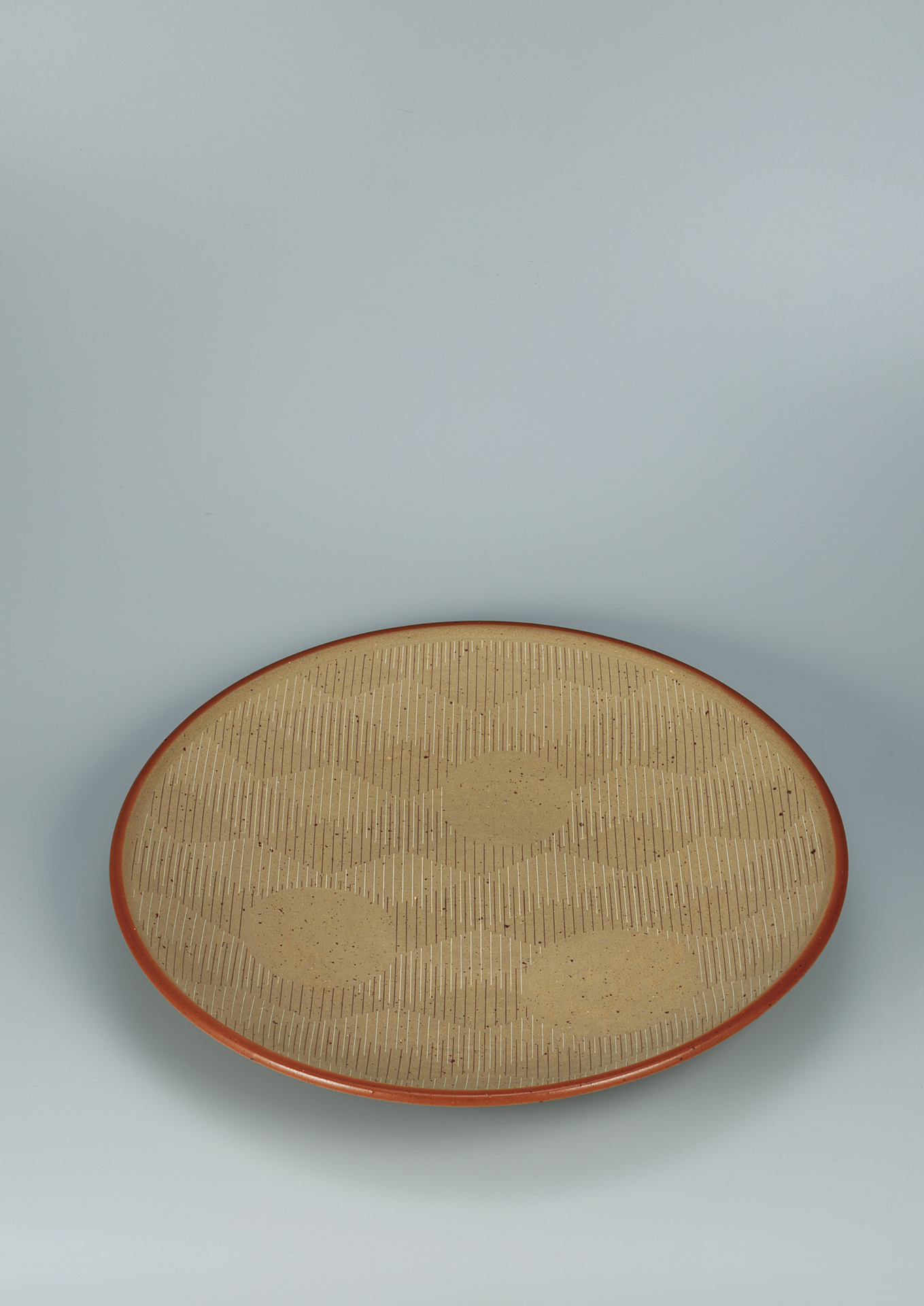 Large Bizen Dish With Line Design In Inlay Akihide Fujita Traditional Japanese Art Gallery Japan