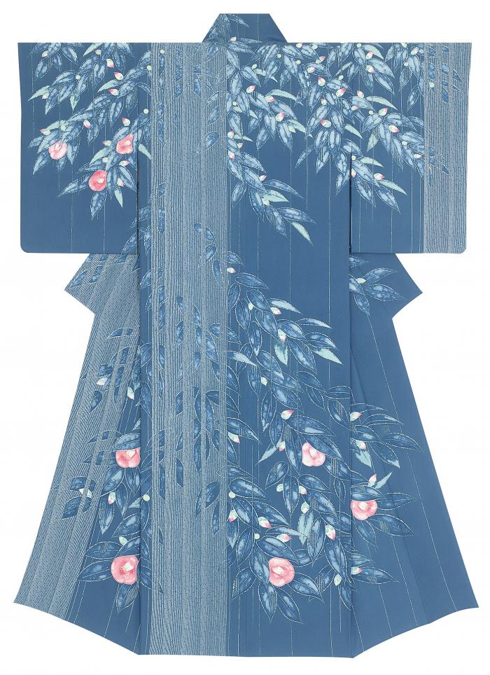 友禅訪問着「濡れ椿」