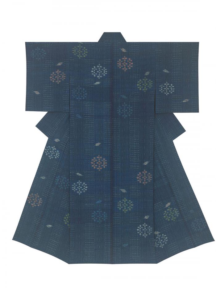 木綿手紡絣着物「五月雨」