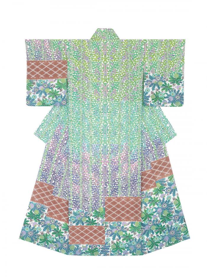 型絵染着物「花垣」