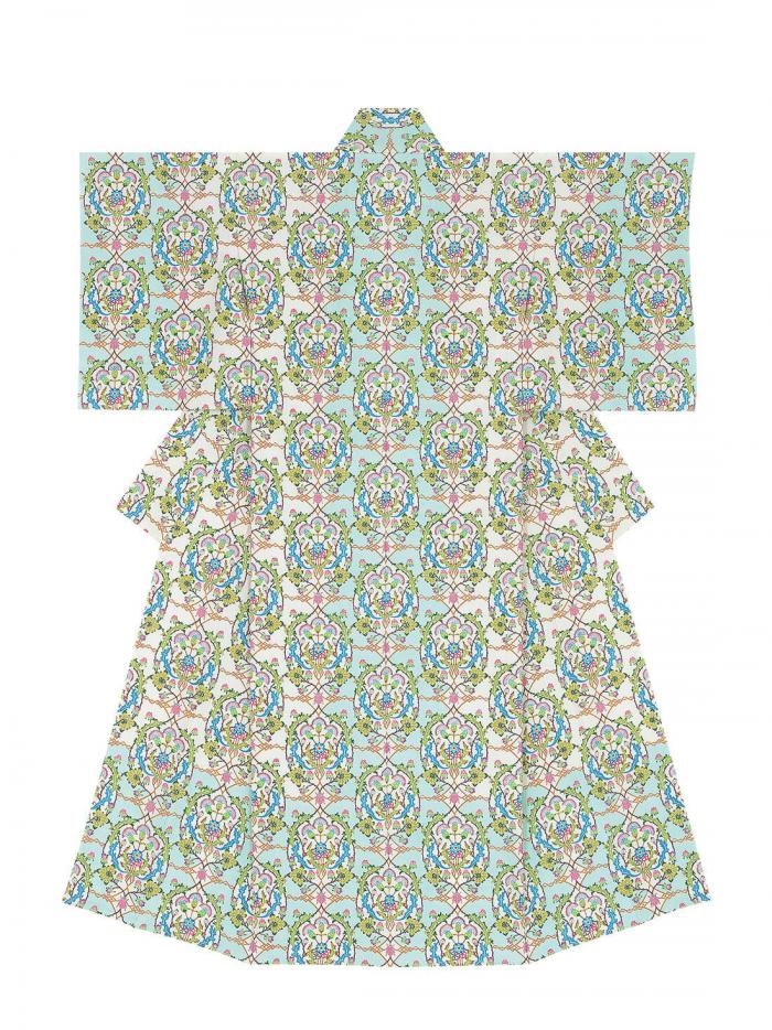 型絵染着物「晴天の訪花」