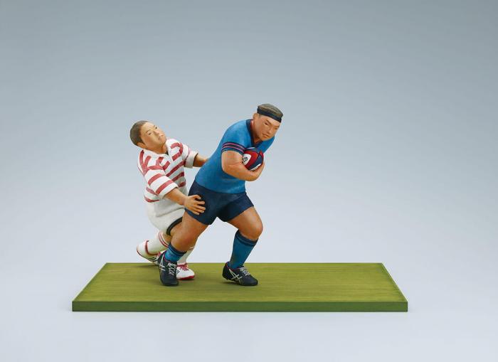 木芯桐塑和紙貼「競う」