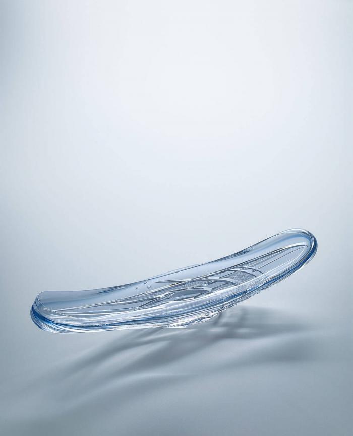 硝子切子鉢「Flowing Blue」
