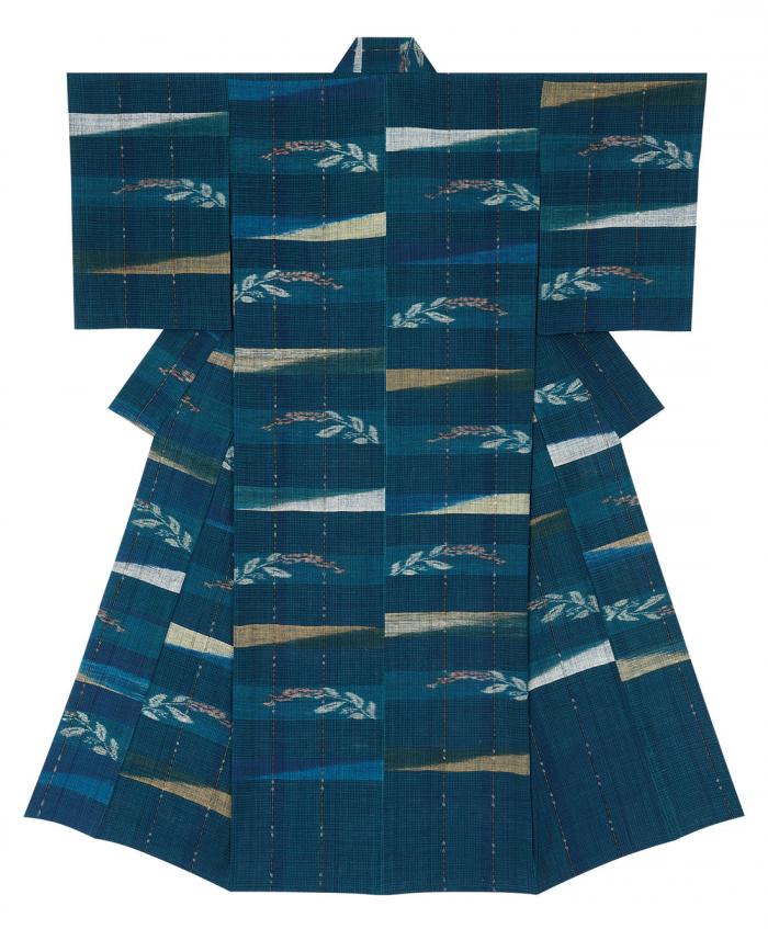 木綿手紡絣着物「青藍」