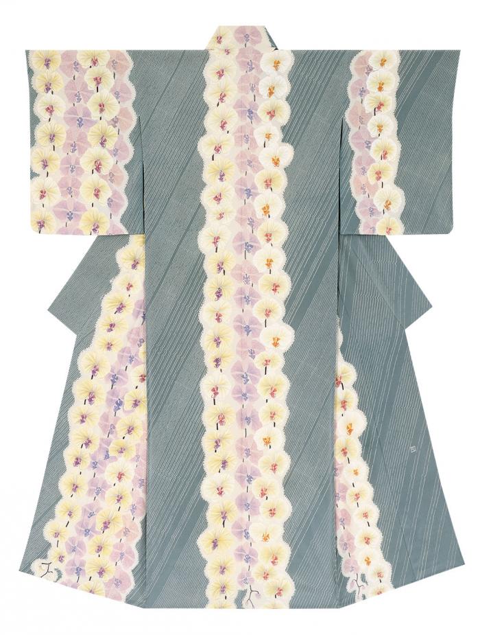 友禅訪問着「雨中の華」