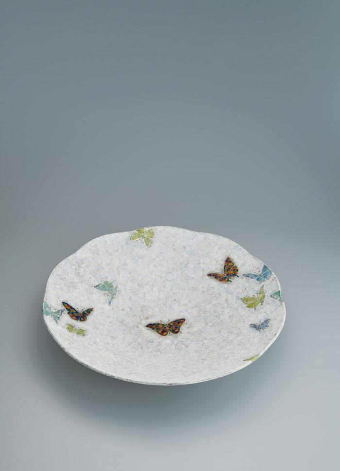 釉刻色絵金銀彩皿