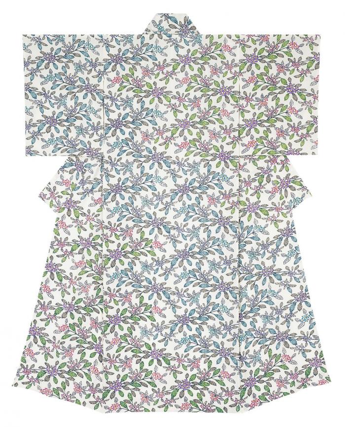 型絵染着物「姫紫蘭草」