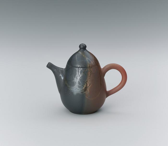 朱泥窯変藻掛茶銚