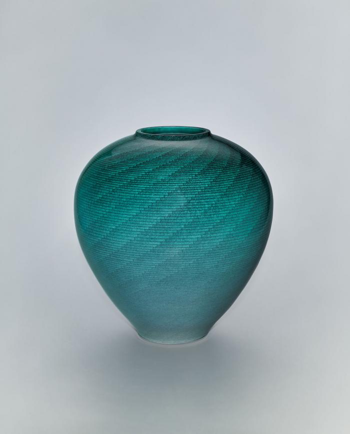 緑彩花器「潮騒」