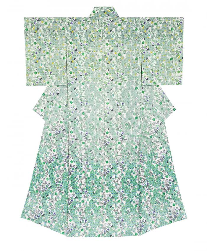 型絵染着物「積み上げる魔法」