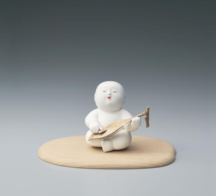 木彫胡粉「落葉」