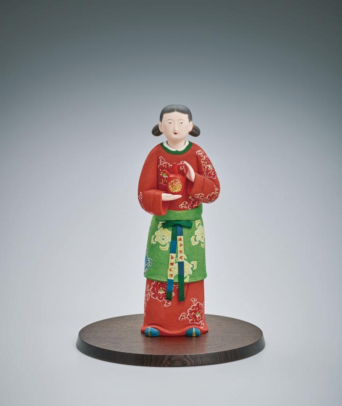 陶彫彩色和紙貼「宮楽」