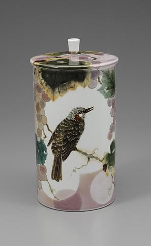 釉彩色絵葡萄に鵯文飾瓶