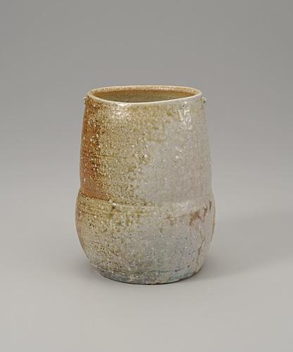 神山直彦作火色花入れ 高さ19cm 漬ける 伝統工芸士