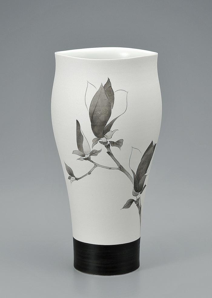 墨彩木蓮文花器