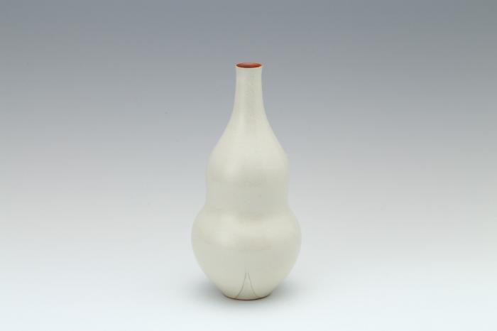 彩泥皓月彫文花器「瓢」