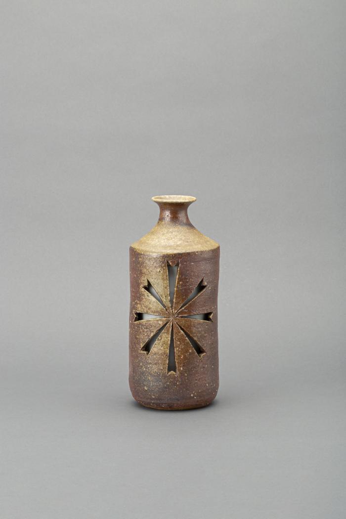 自然釉透し花器