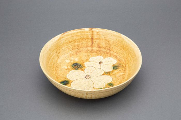 黄瀬戸草花紋鉢「花水木」