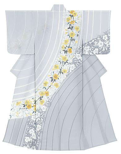 友禅訪問着「橙花双輪」