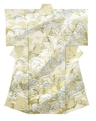 友禅訪問着「篁」（シルク博物館所蔵）