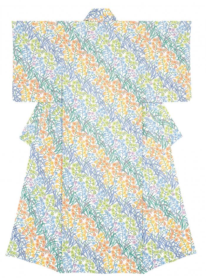 型絵染着物「野の花」