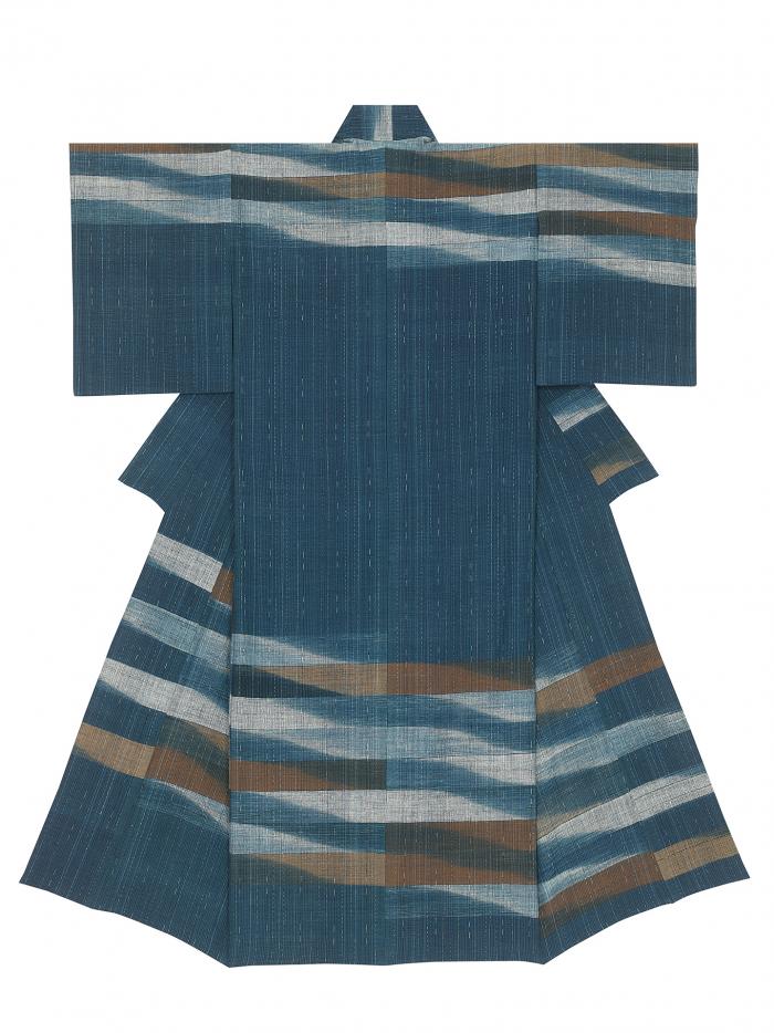 赤茶綿手紡着物「夕波」