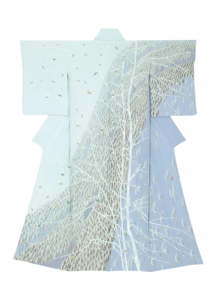 友禅訪問着「深山の春」