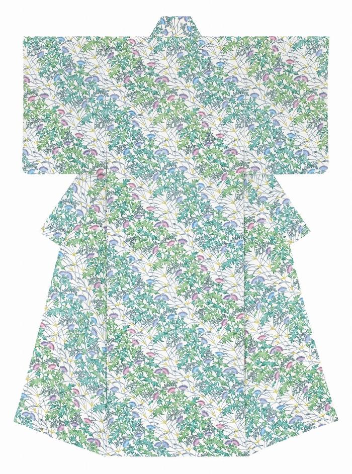 型絵染着物「野アザミ文」