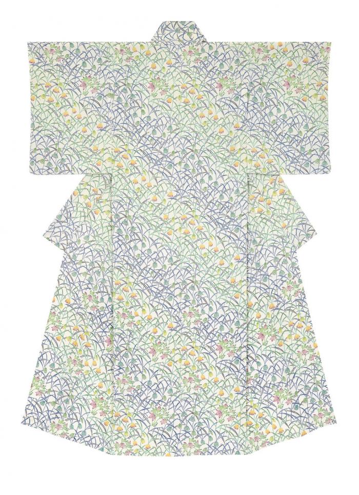 型絵染着物「早春」