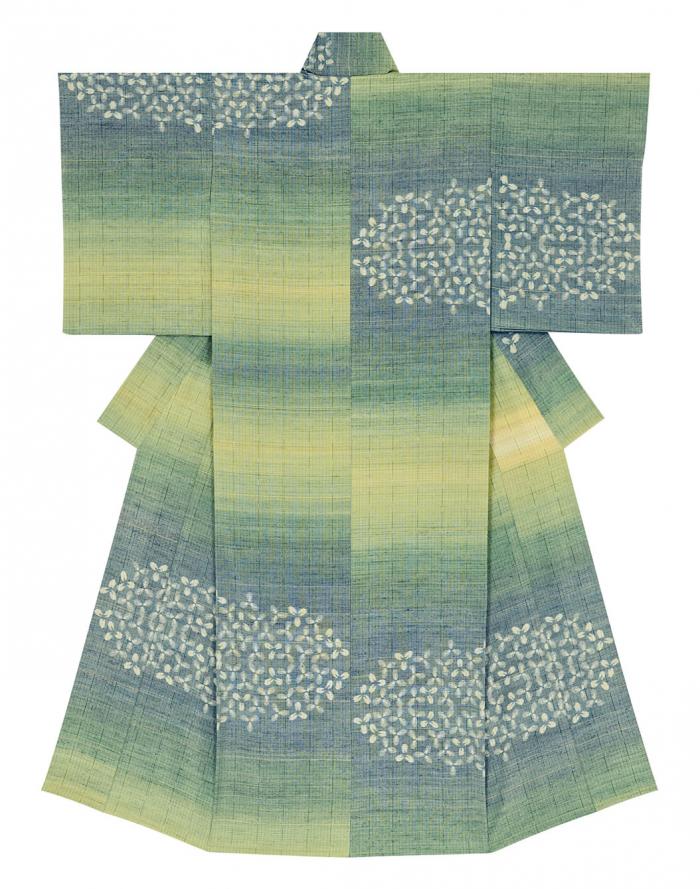 紬織着物「若草のころ」
