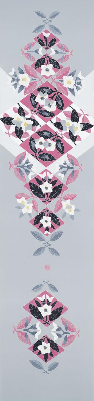 友禅染帯「一本木椿」