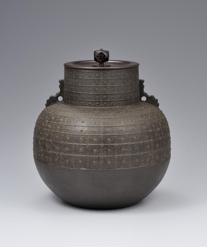 格子文甑口釜