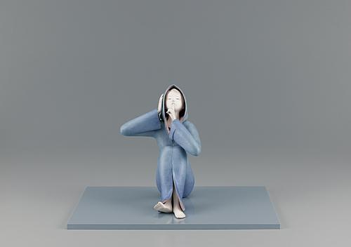 桐塑紙貼「無─not see, not hear, not speak」