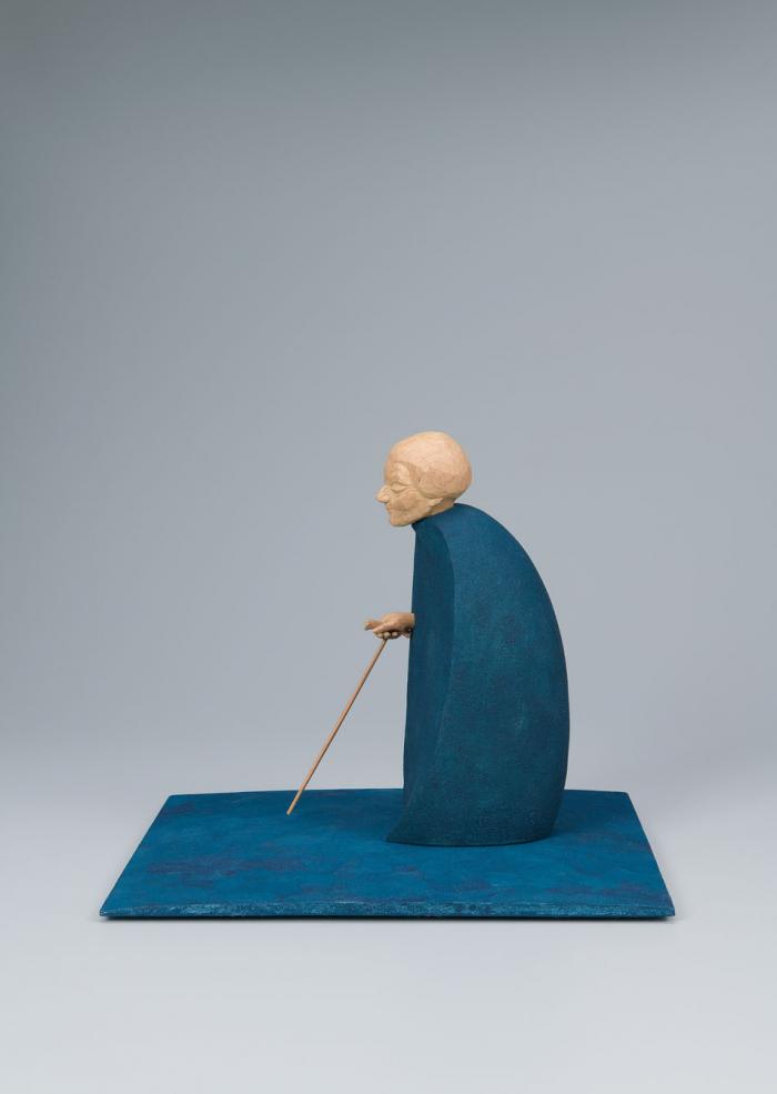 木彫彩色「清閑」
