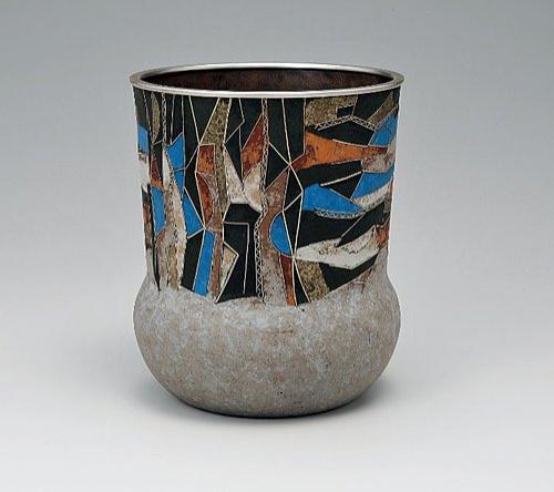 泥七宝花入「編む」